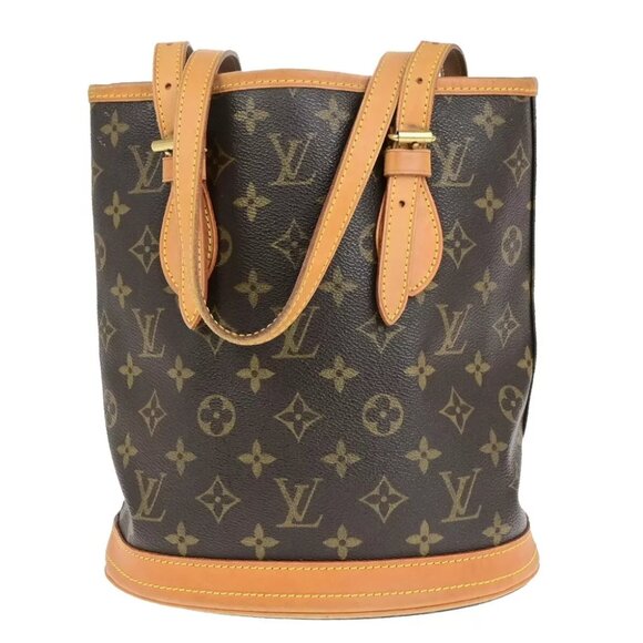 LOUIS VUITTON BUCKET PM Shoulder Tote Bag Monogram Leather Brown M42238 98KA454 - Picture 7 of 16